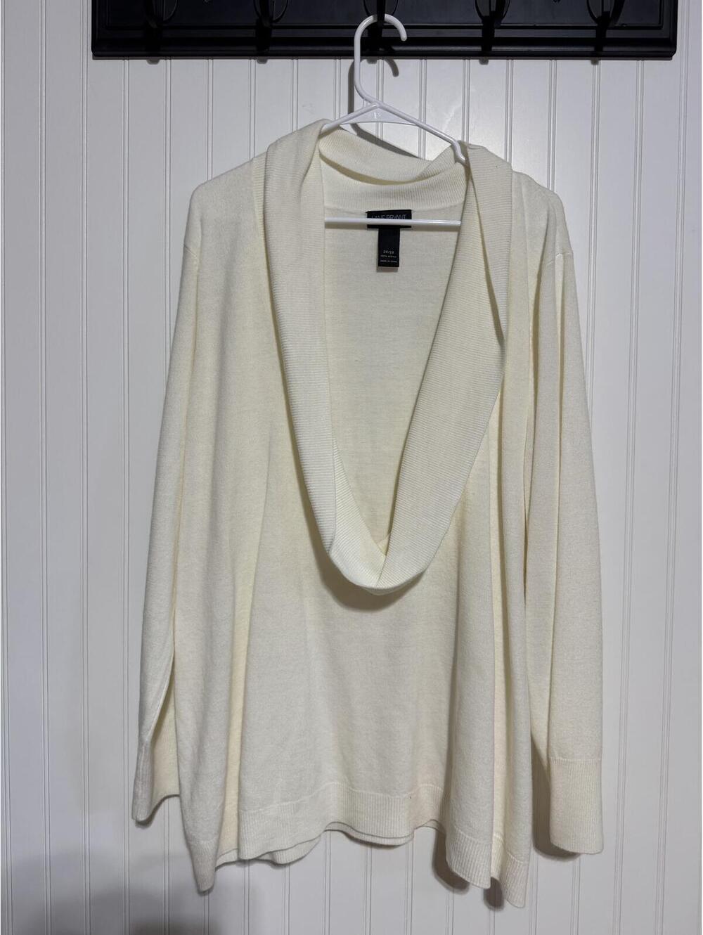 Lane Bryant Cream Cowl Neck Sweater Womens Plus Size 26 28 Ivory Knit Pullover